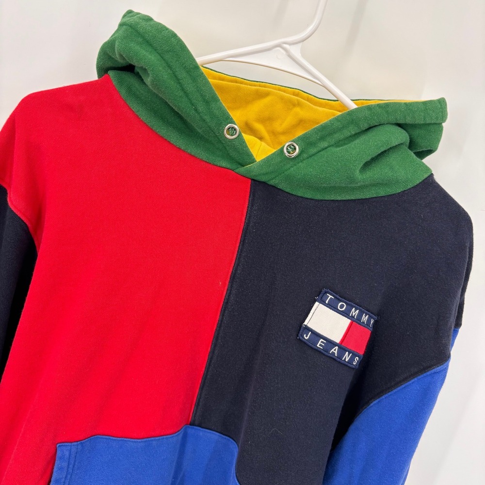 Tommy Jeans‎ Hoodie Kids XL Multicolor Excellent Colorblock Logo Pullover